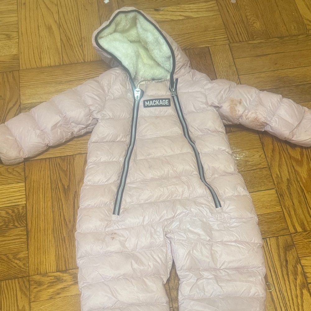 Mackage Light Pink Hooded Snowsuit
